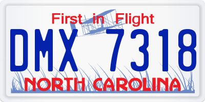 NC license plate DMX7318