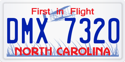 NC license plate DMX7320