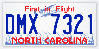 NC license plate DMX7321