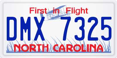 NC license plate DMX7325