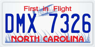 NC license plate DMX7326