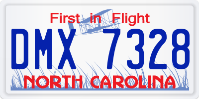 NC license plate DMX7328