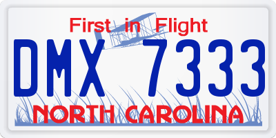 NC license plate DMX7333