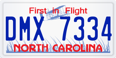 NC license plate DMX7334