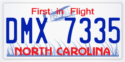 NC license plate DMX7335