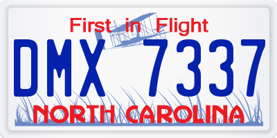NC license plate DMX7337