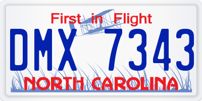 NC license plate DMX7343