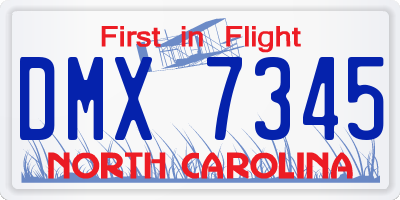NC license plate DMX7345