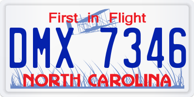 NC license plate DMX7346