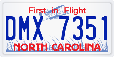 NC license plate DMX7351