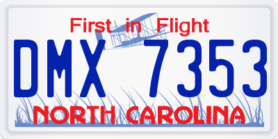 NC license plate DMX7353