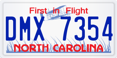 NC license plate DMX7354