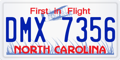 NC license plate DMX7356