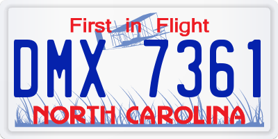 NC license plate DMX7361