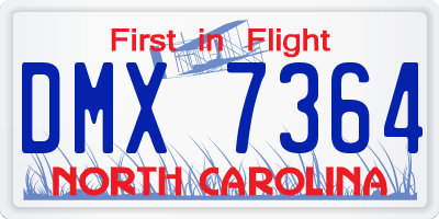 NC license plate DMX7364