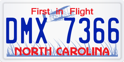 NC license plate DMX7366