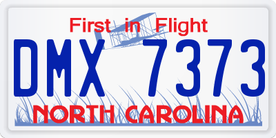NC license plate DMX7373