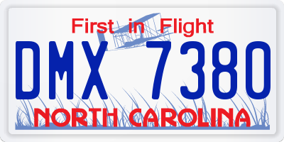 NC license plate DMX7380
