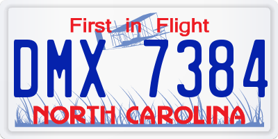 NC license plate DMX7384