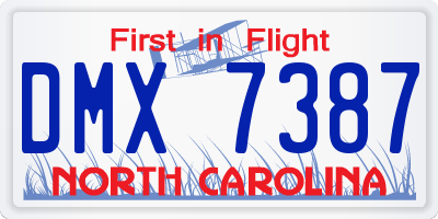 NC license plate DMX7387