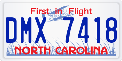 NC license plate DMX7418