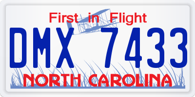 NC license plate DMX7433