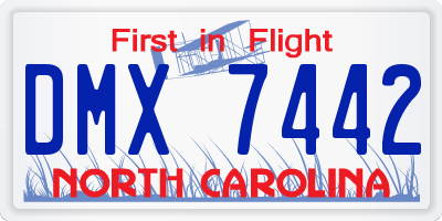 NC license plate DMX7442