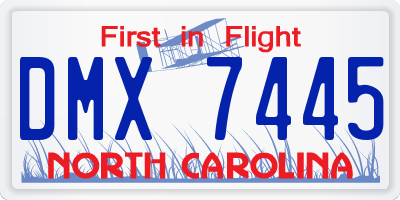 NC license plate DMX7445