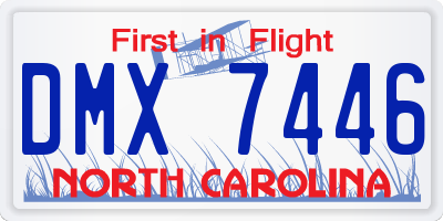 NC license plate DMX7446