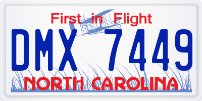NC license plate DMX7449