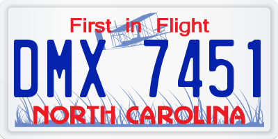 NC license plate DMX7451