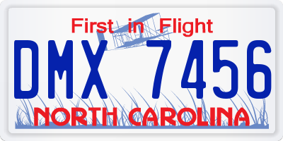 NC license plate DMX7456