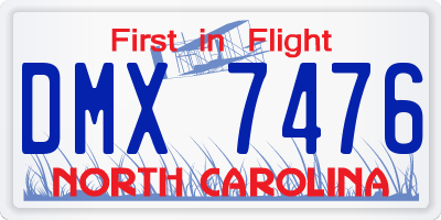 NC license plate DMX7476