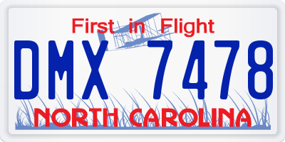 NC license plate DMX7478