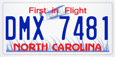 NC license plate DMX7481