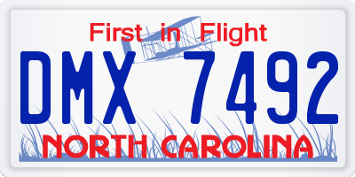 NC license plate DMX7492