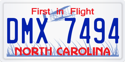 NC license plate DMX7494