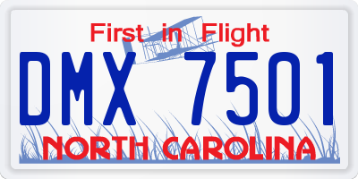 NC license plate DMX7501