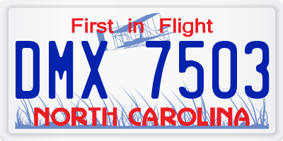 NC license plate DMX7503