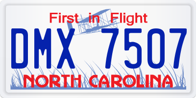 NC license plate DMX7507