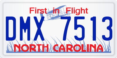 NC license plate DMX7513