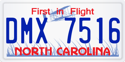 NC license plate DMX7516
