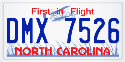 NC license plate DMX7526
