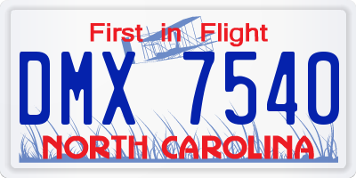 NC license plate DMX7540