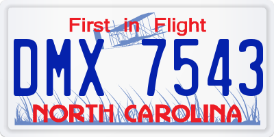 NC license plate DMX7543