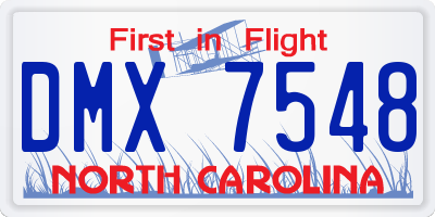 NC license plate DMX7548