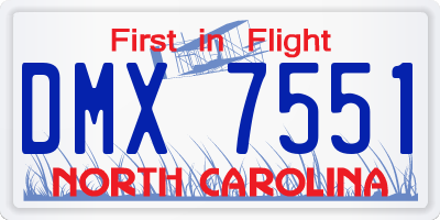 NC license plate DMX7551