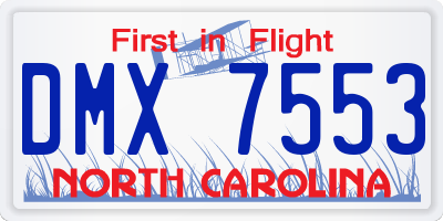 NC license plate DMX7553