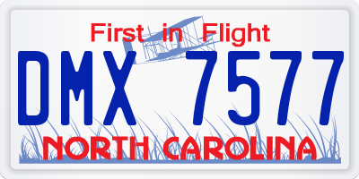 NC license plate DMX7577