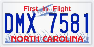 NC license plate DMX7581